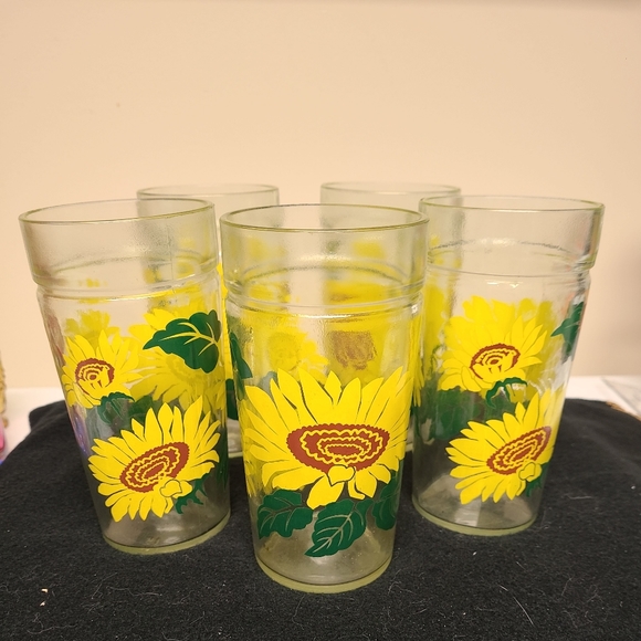 Anchor Hocking Dining Vintage Mcm Anchor Hocking Sunflower Drinking